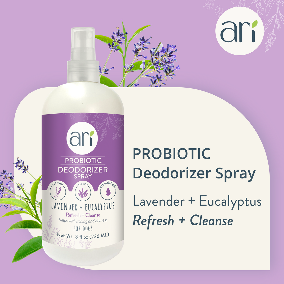 Health Extension ARI Probiotic Deodorizer Spray - Lavender & Eucalyptus information graphic