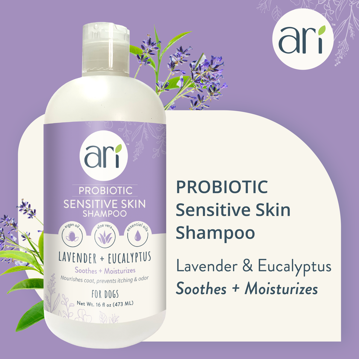 Health Extension ARI Probiotic Sensitive Skin Shampoo information graphic