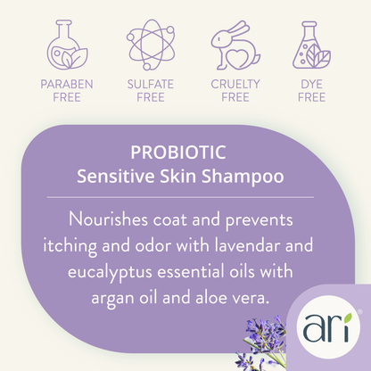 Health Extension ARI Probiotic Sensitive Skin Shampoo product details graphic