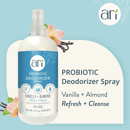 Health Extension ARI Probiotic Deodorizer Spray - Vanilla & Almond information graphic