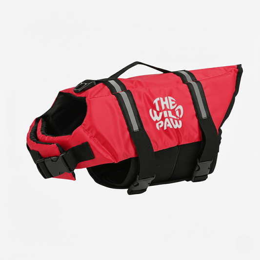 Chaleco salvavidas AquaGuard Pro rojo y negro con correas reflectantes