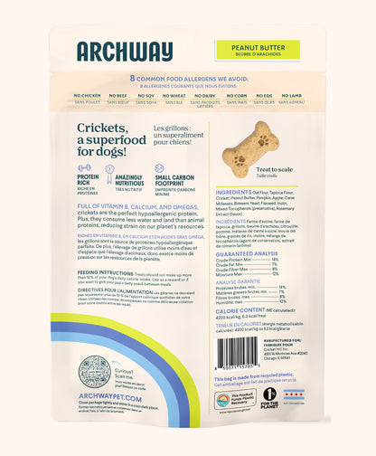 Back of Archway Peanut Butter & Cricket Better Biscuit package