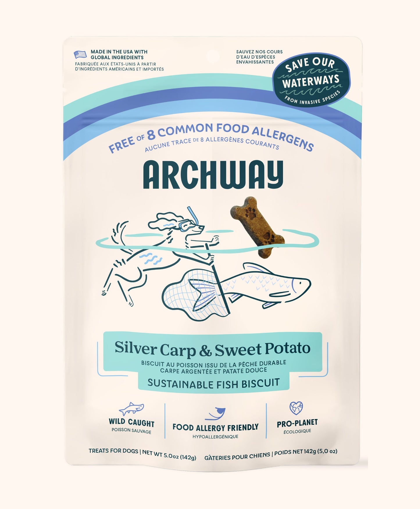 Front of Archway Silver Carp & Sweet Potato Biscuit package