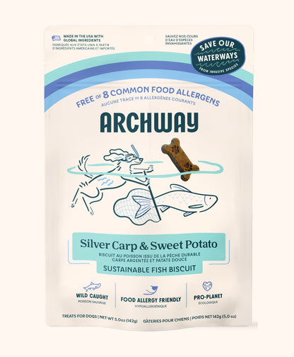Front of Archway Silver Carp & Sweet Potato Biscuit package