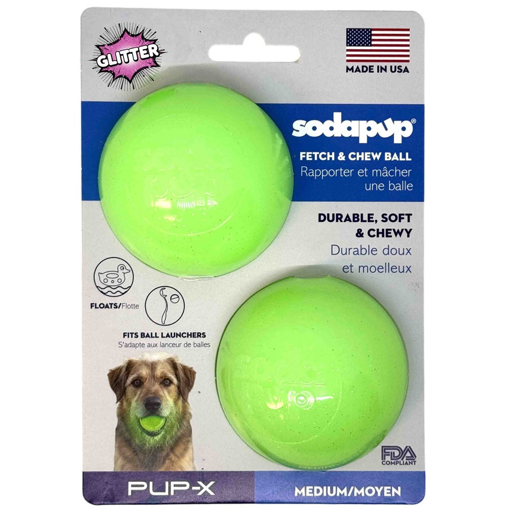 Primary product view of Green Glitter Ball Dog Toy - 2 Pack by SodaPup