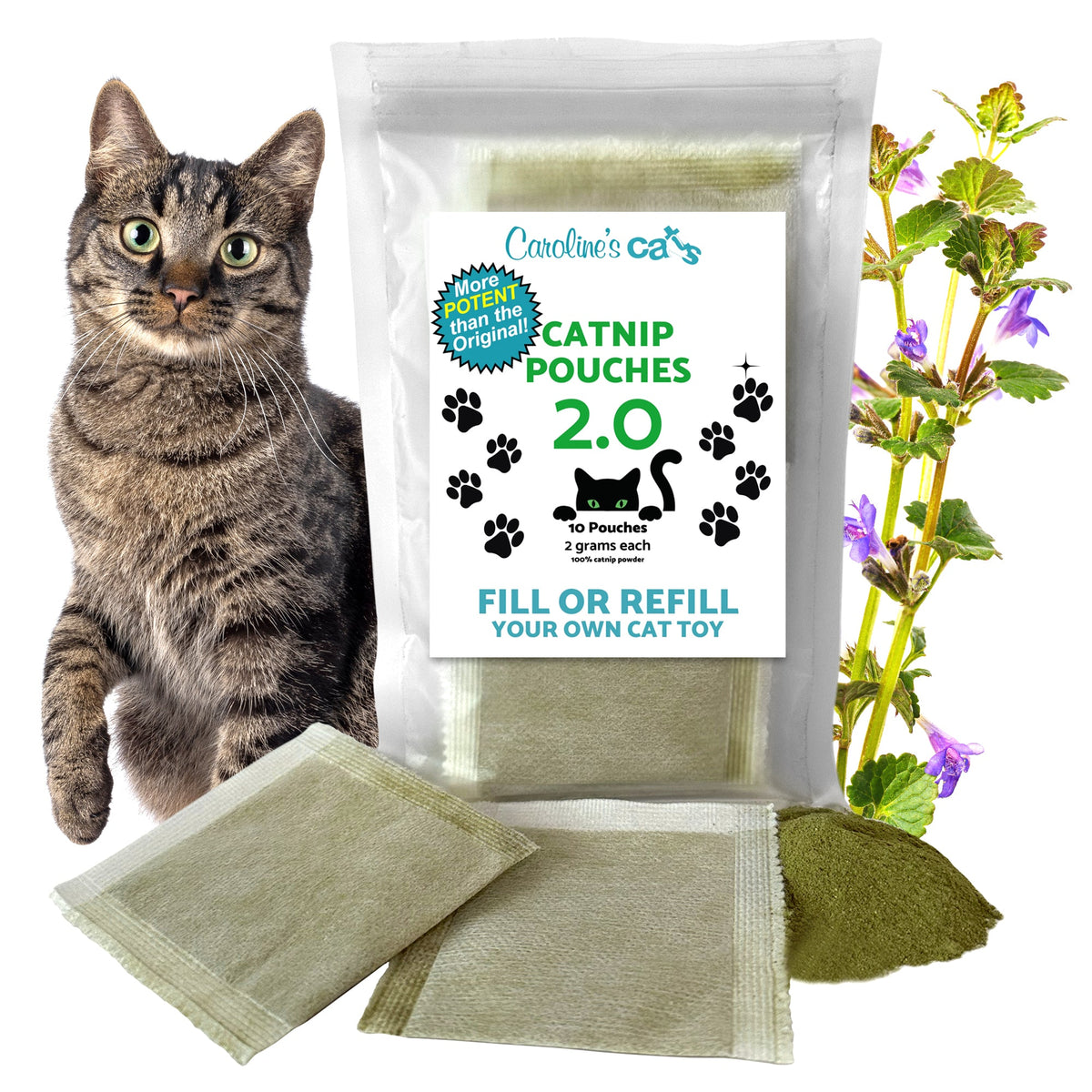 Organic Catnip Refill Packets for Cat Toys - 10 Pack