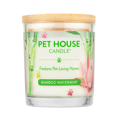 Front view of Bamboo Watermint Candle by One Fur All