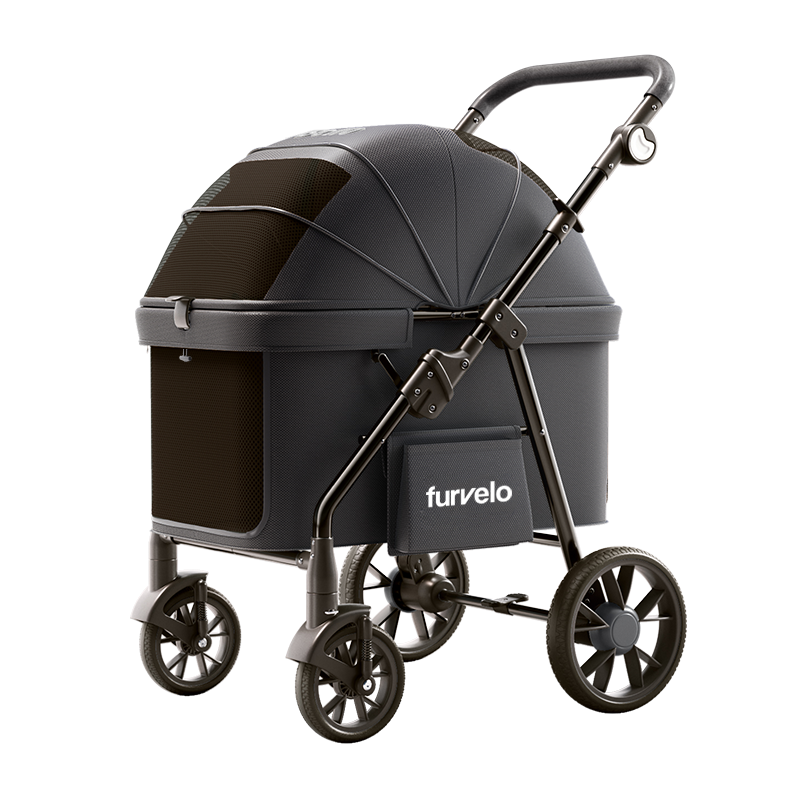 Black Furvelo Wagon pet stroller with the canopy closed