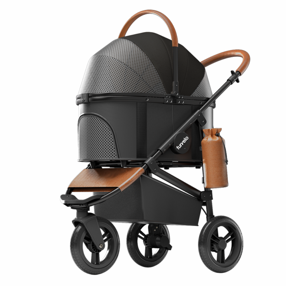 Black Furvelo Jogger pet stroller with the canopy closed