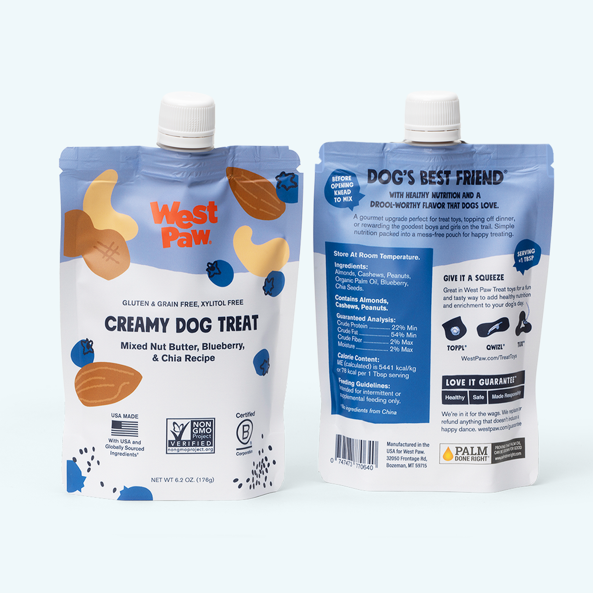 Additional view of West Paw Nut Butter, Blueberry, & Chia Seed Creamy Dog Treat