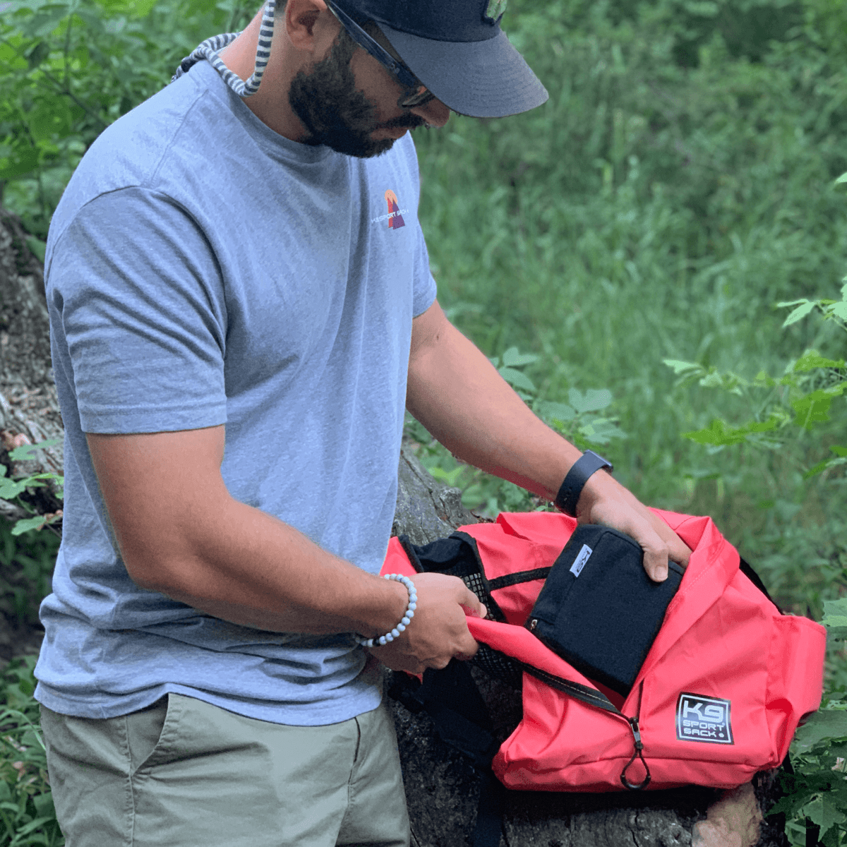 K9 Booster Block in use with a K9 Sport Sack dog carrier