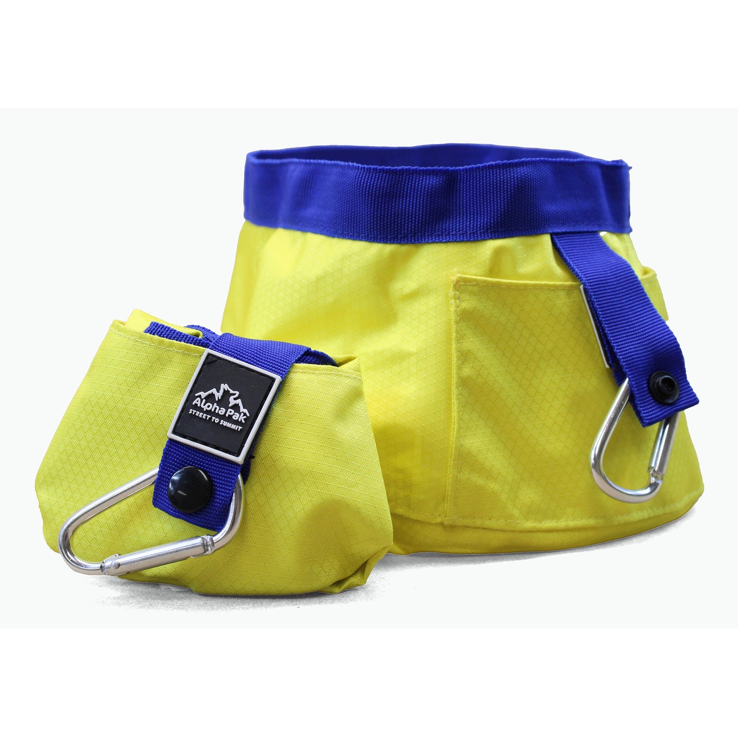 Alpha Pak Gallatin collapsible dog bowl open and packed
