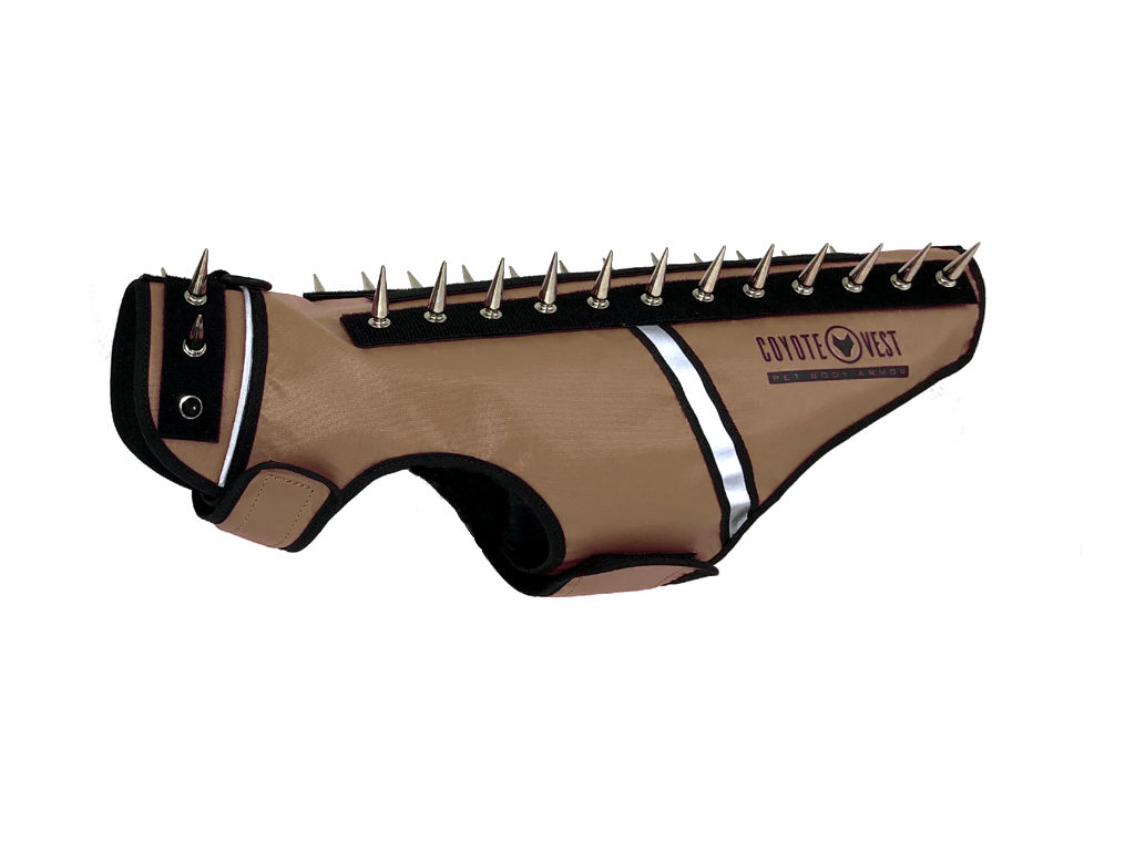 SpikeVest Protective Dog Vest brown view