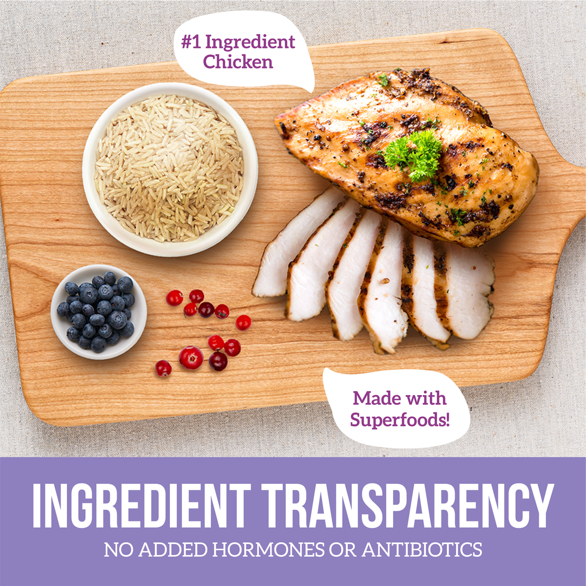 Product information graphic for Health Extension Chicken & Brown Rice Recipe