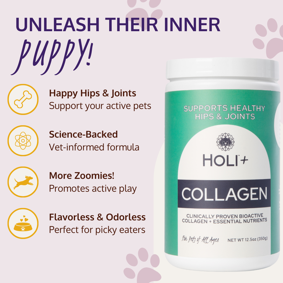HOLI+ Collagen benefits for hips, joints and active play