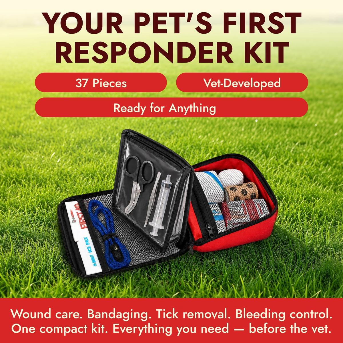 Vista de PetVet Medic® Kit esencial de primeros auxilios para mascotas - 37 piezas