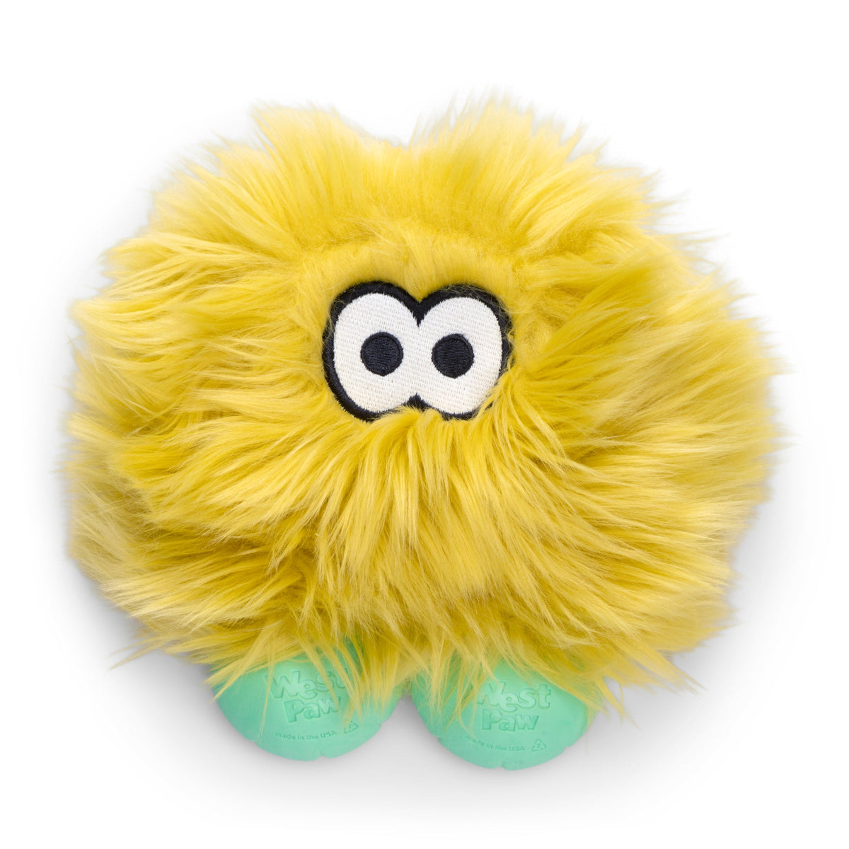 Front view of Rolf Rowdies plush dog toy in citrus