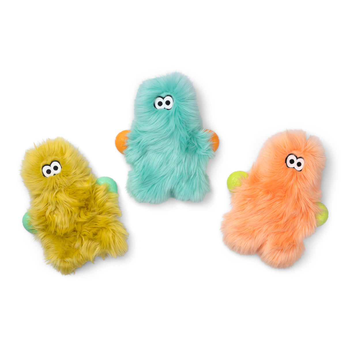 Vista grupal de las opciones de el juguete de peluche Rowdies Olaf para perros en cítrico, melón y espuma de mar