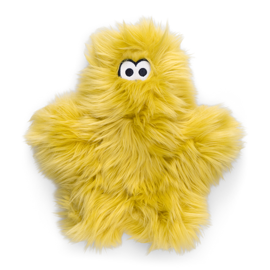 Front view of Leif Rowdies plush dog toy in citrus by West Paw