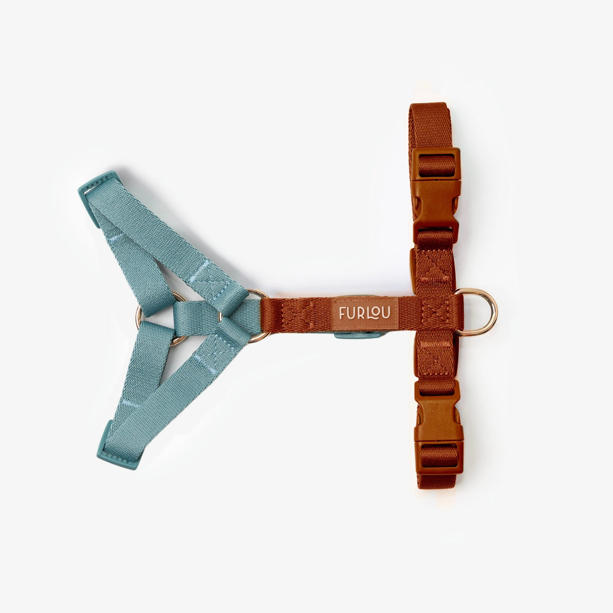 FURLOU Dog Harness - Blue & Clay detail view
