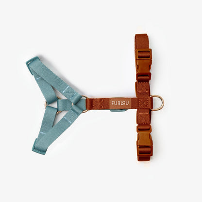 FURLOU Dog Harness - Blue & Clay detail view