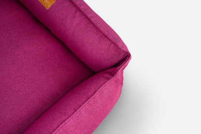 Cotton Sleeper Dog Bed - Berry Pink in use