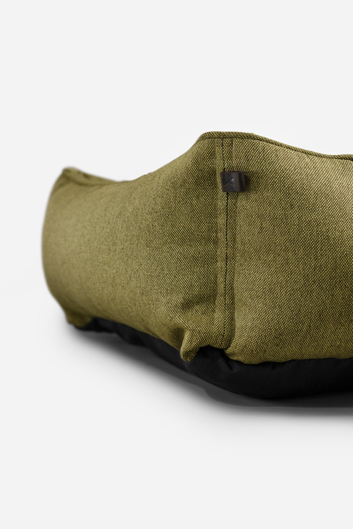 Cotton Sleeper Dog Bed - Olive in use