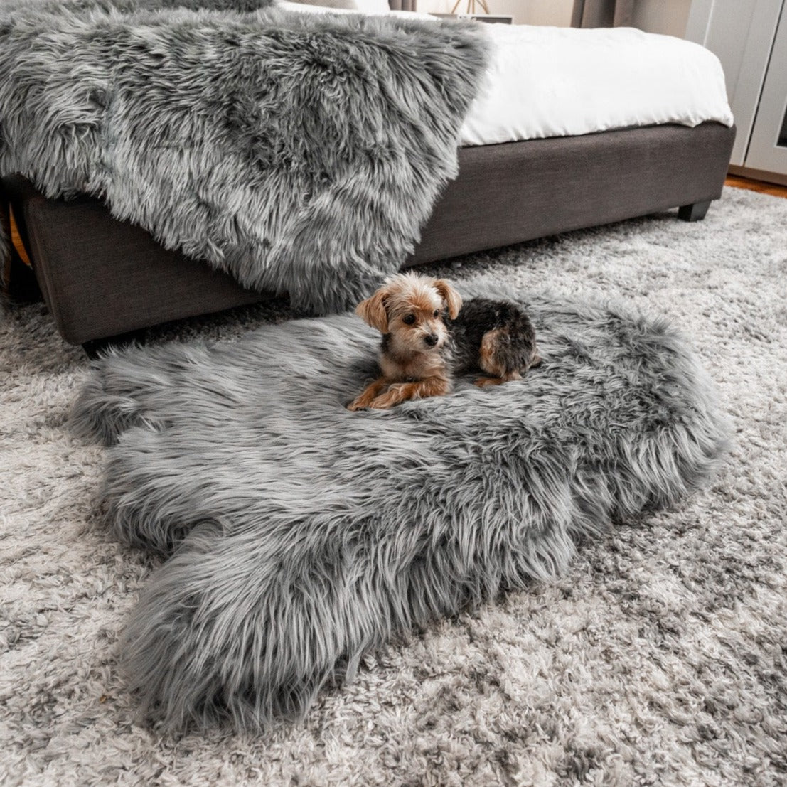 Additional view of PupRug® Faux Fur Orthopedic Dog Bed - Curve Charcoal Grey — view 11