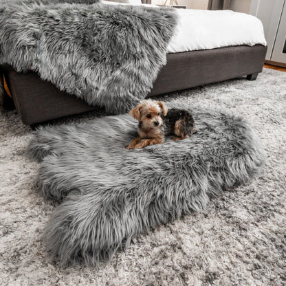 Additional view of PupRug® Faux Fur Orthopedic Dog Bed - Curve Charcoal Grey — view 11