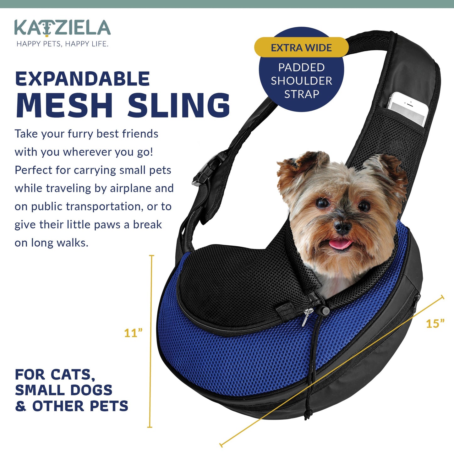 Bolsa bandolera expandible para mascotas pequeñas
