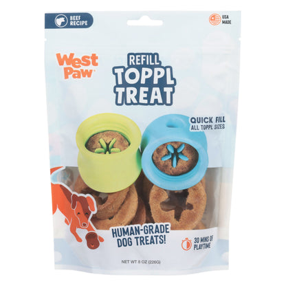 Front of the West Paw Toppl Treat 8 oz package.
