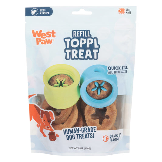 Front of the West Paw Toppl Treat 8 oz package.