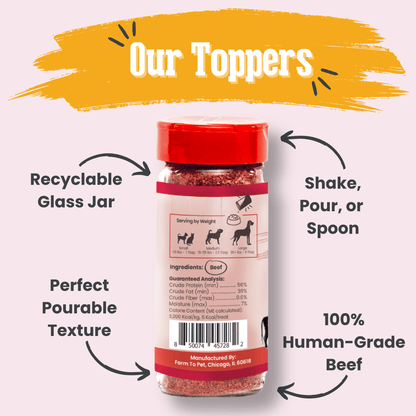 Suplemento alimenticio para perros Treat Topper de carne de res | Suplemento en polvo para mascotas