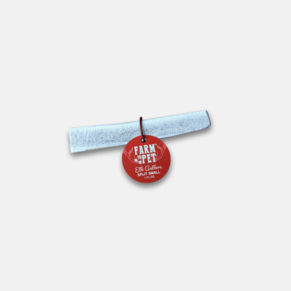 Front product view of Farm To Pet split small elk antler dog chew
