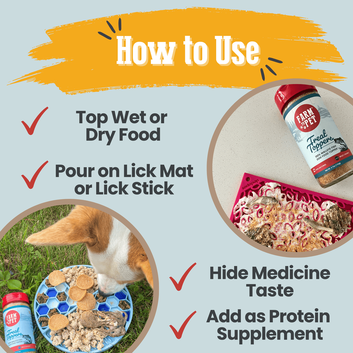 How to use Farm To Pet Fish Treat Topper