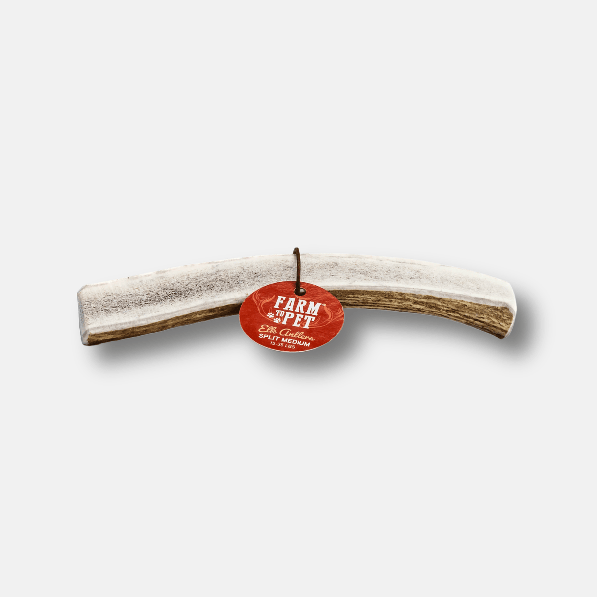 Front product view of Farm To Pet split medium elk antler dog chew