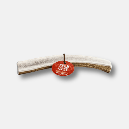 Front product view of Farm To Pet split medium elk antler dog chew