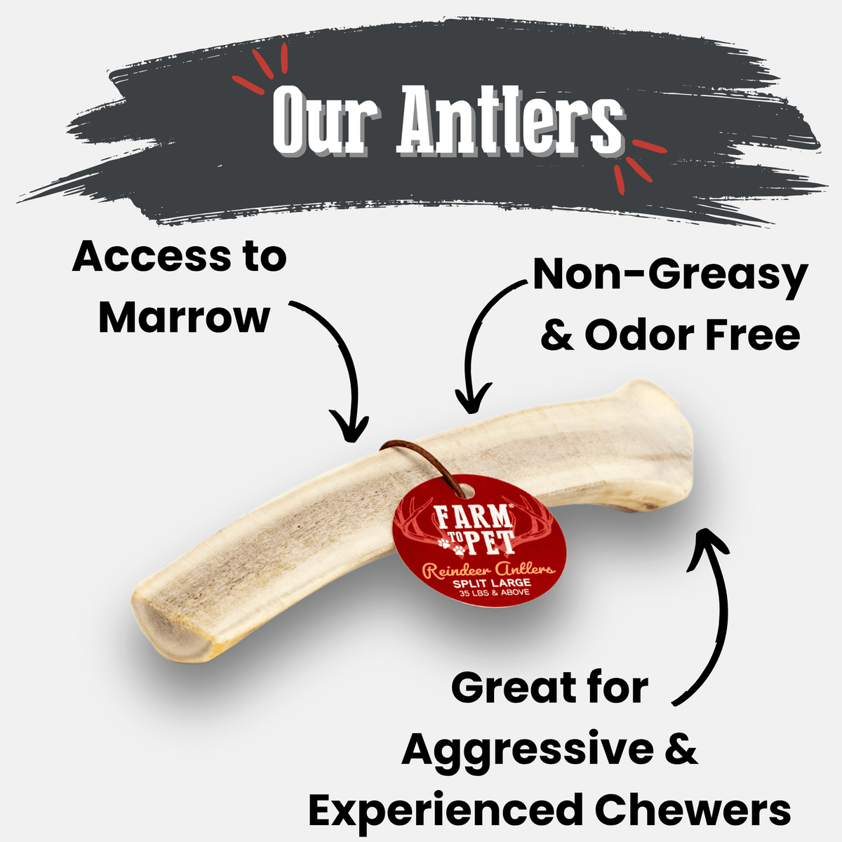 Farm To Pet split large reindeer antler dog chew product detail