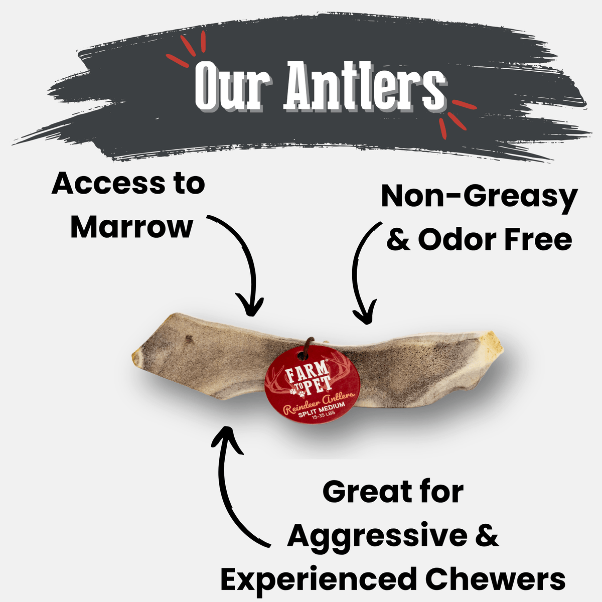 Farm To Pet split medium reindeer antler dog chew product detail