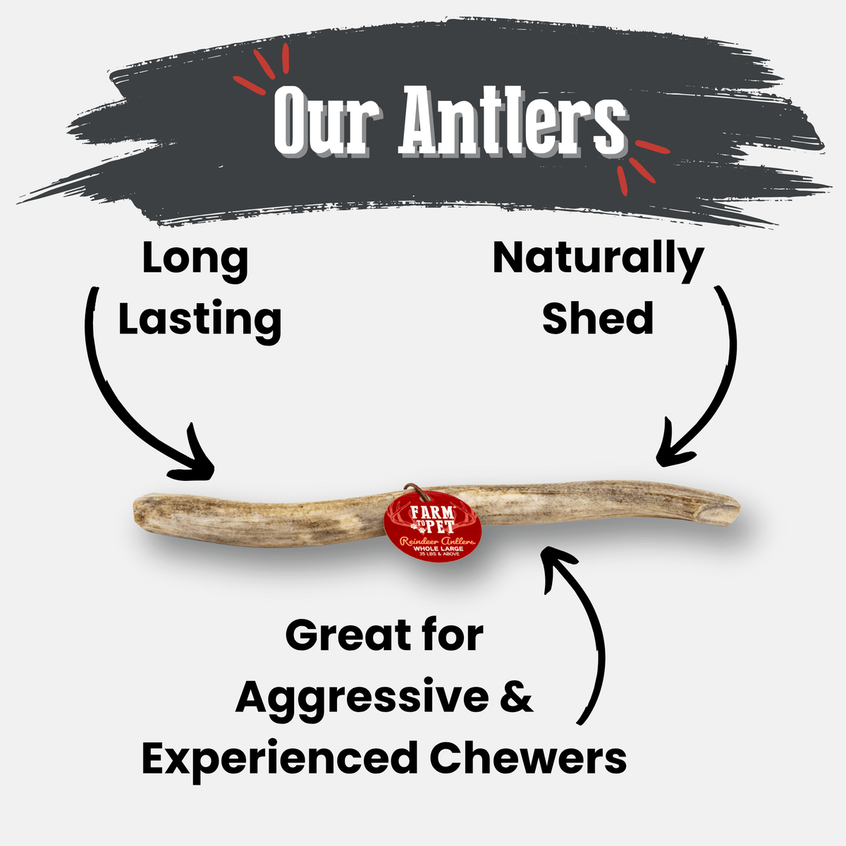 Farm To Pet whole large reindeer antler dog chew product detail