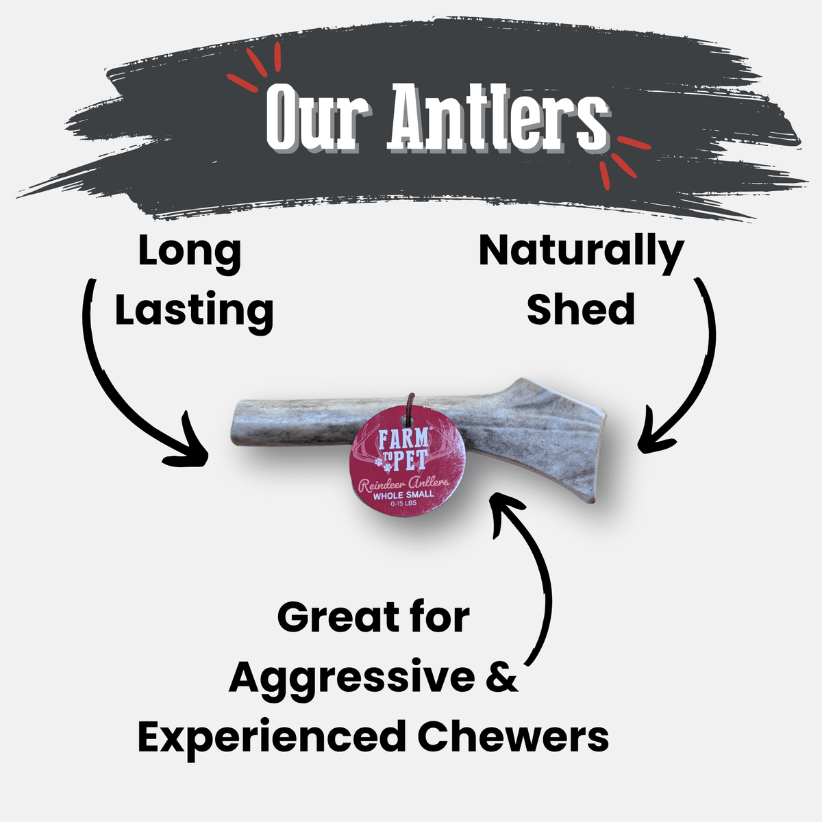 Farm To Pet whole small reindeer antler dog chew product detail