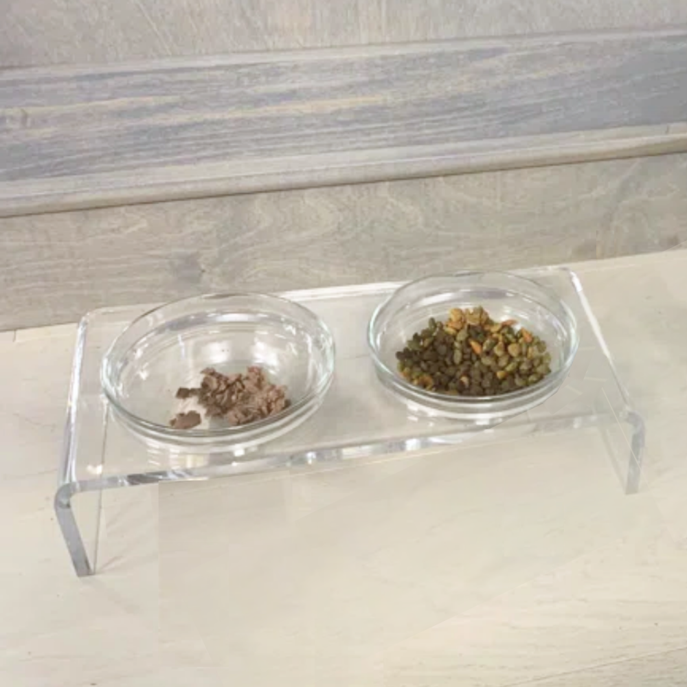 Clear Double Glass Bowl Feeder