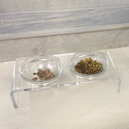 Clear Double Glass Bowl Feeder