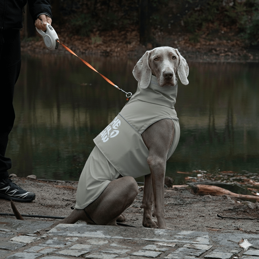 WildGuard Rain Coat - Navy Blue on a dog