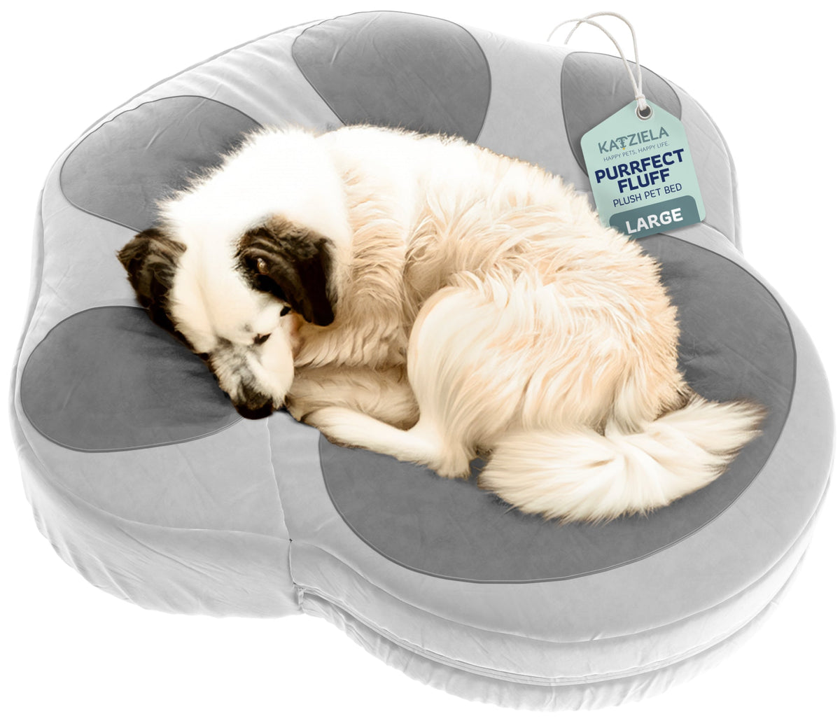 Paw-Shaped Pet Bed in Gray - Large
