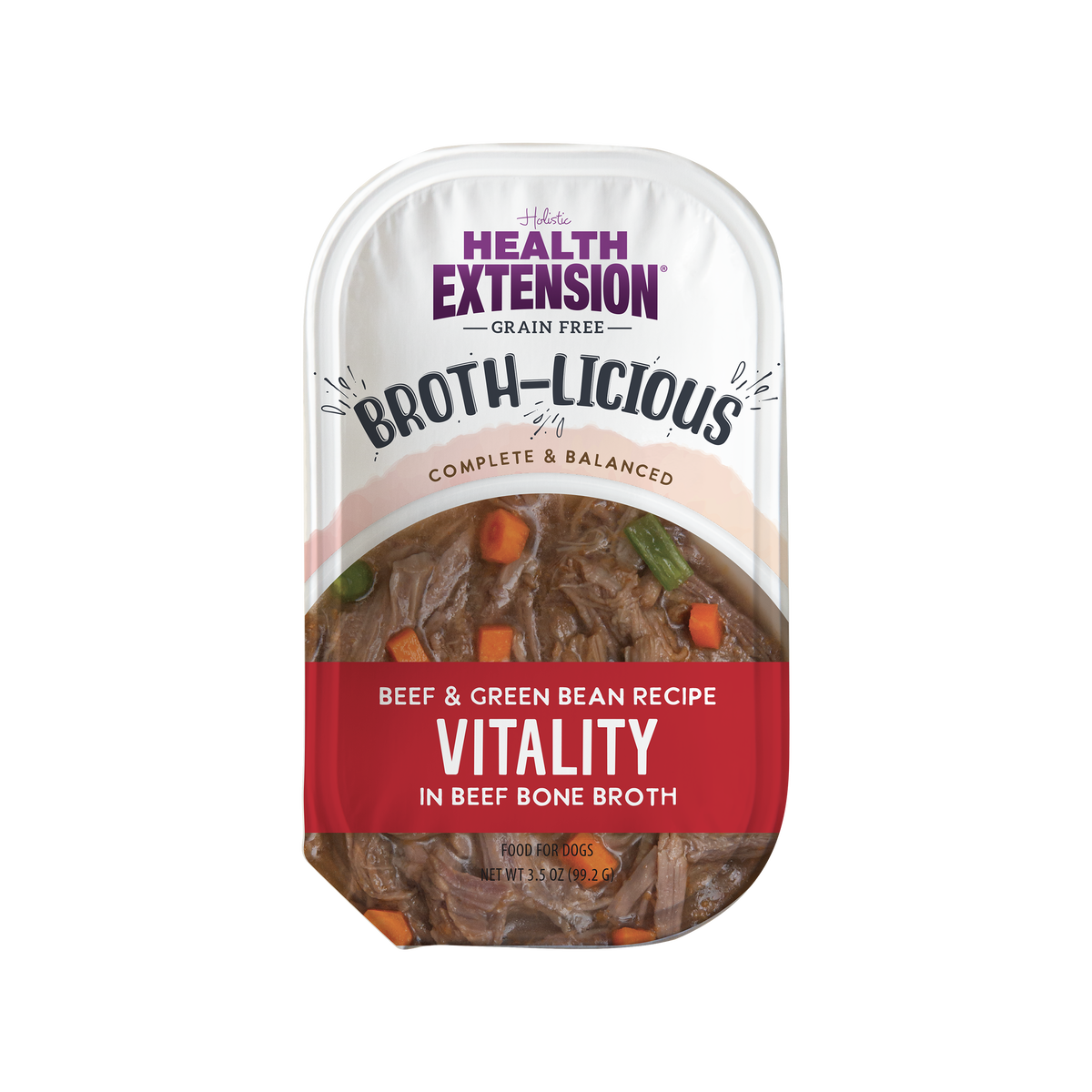 Vista del producto Broth-Licious Beef & Green Bean - Receta Vitality para perros adultos