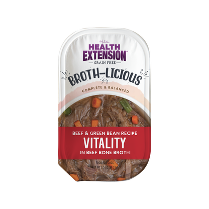 Vista del producto Broth-Licious Beef & Green Bean - Receta Vitality para perros adultos