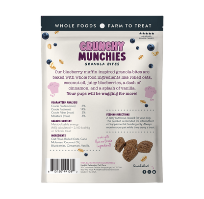 Crunchy Munchies Granola Bites - Blueberry Ruffin - parte posterior del envase
