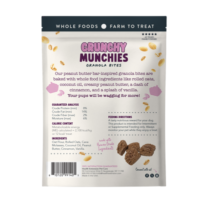 Crunchy Munchies Granola Bites - Peanutty Squares - parte posterior del envase