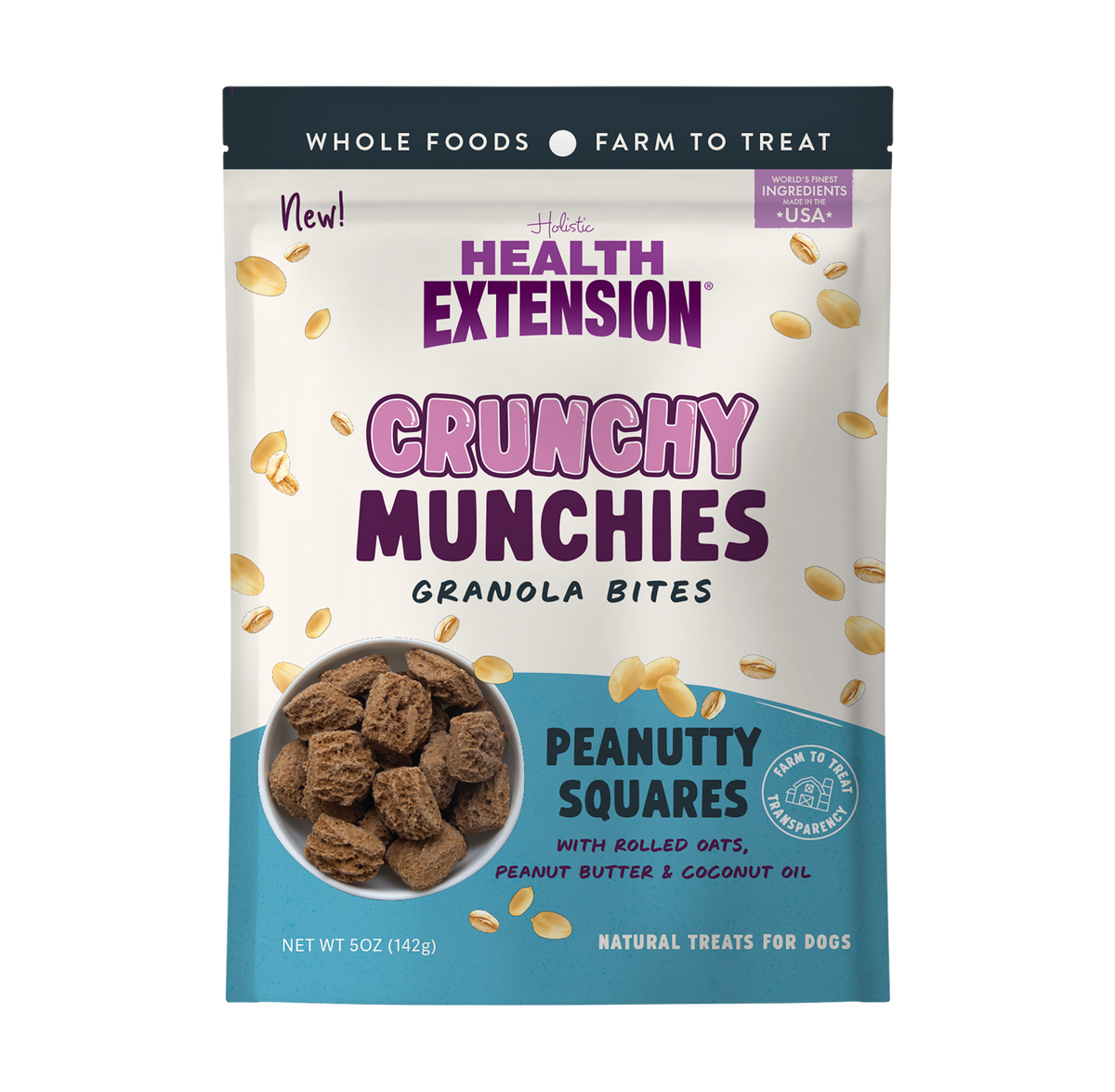 Crunchy Munchies Granola Bites - Peanutty Squares - frente del envase